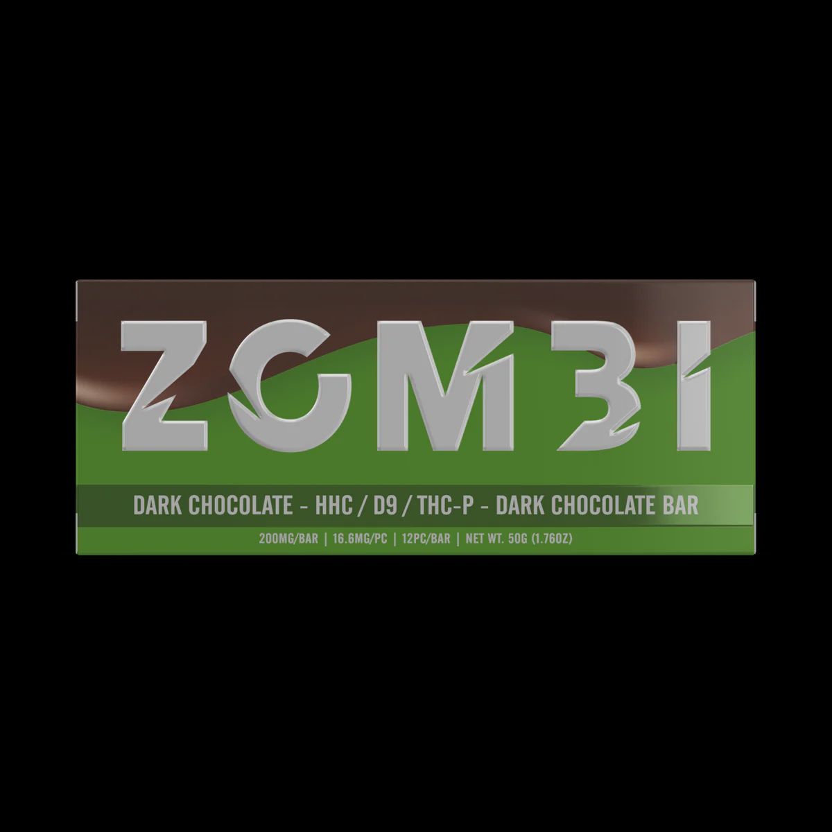Zombi HHC/D9/THC-P Chocolate Bar, Flavor: Dark Chocolate