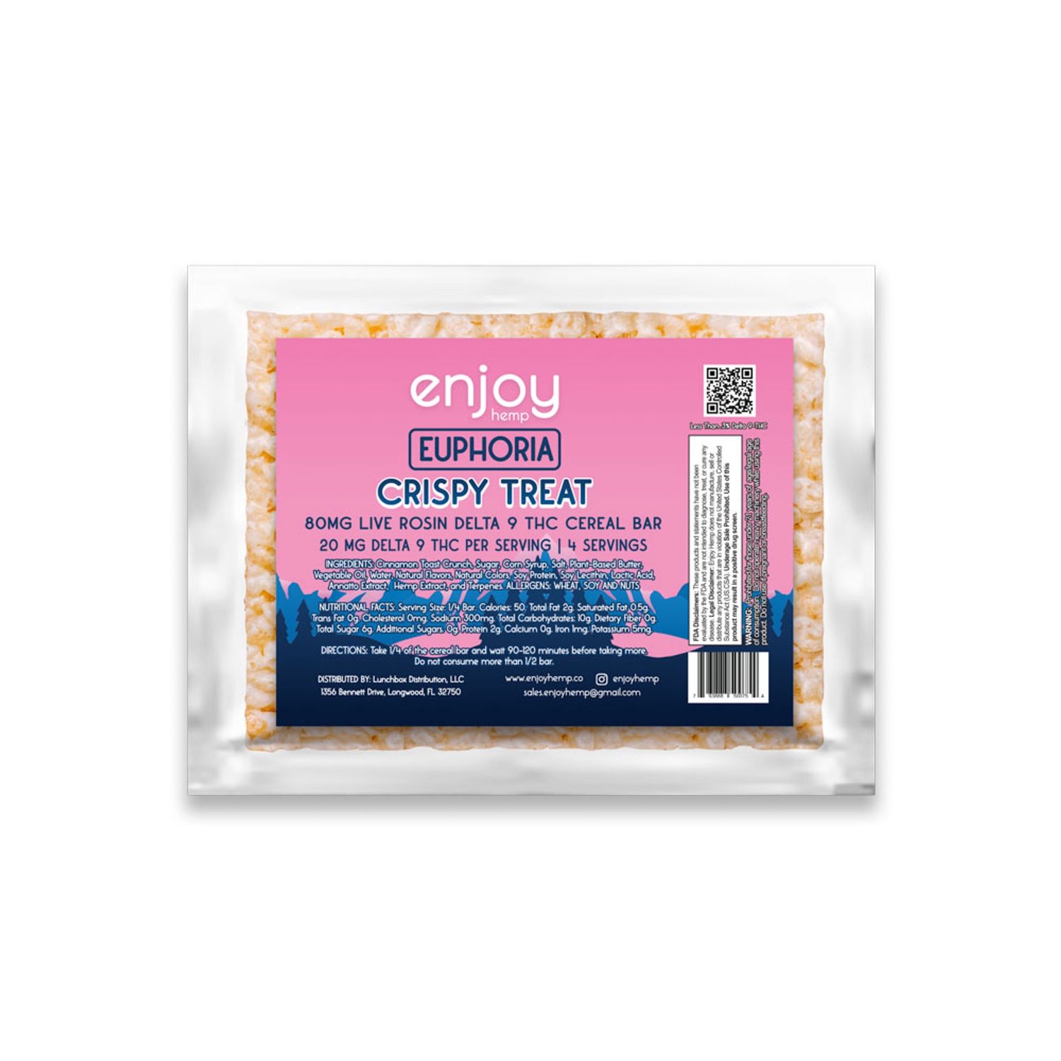 Enjoy Hemp Live Rosin D9 Cereal Bars - Euphoria 80mg