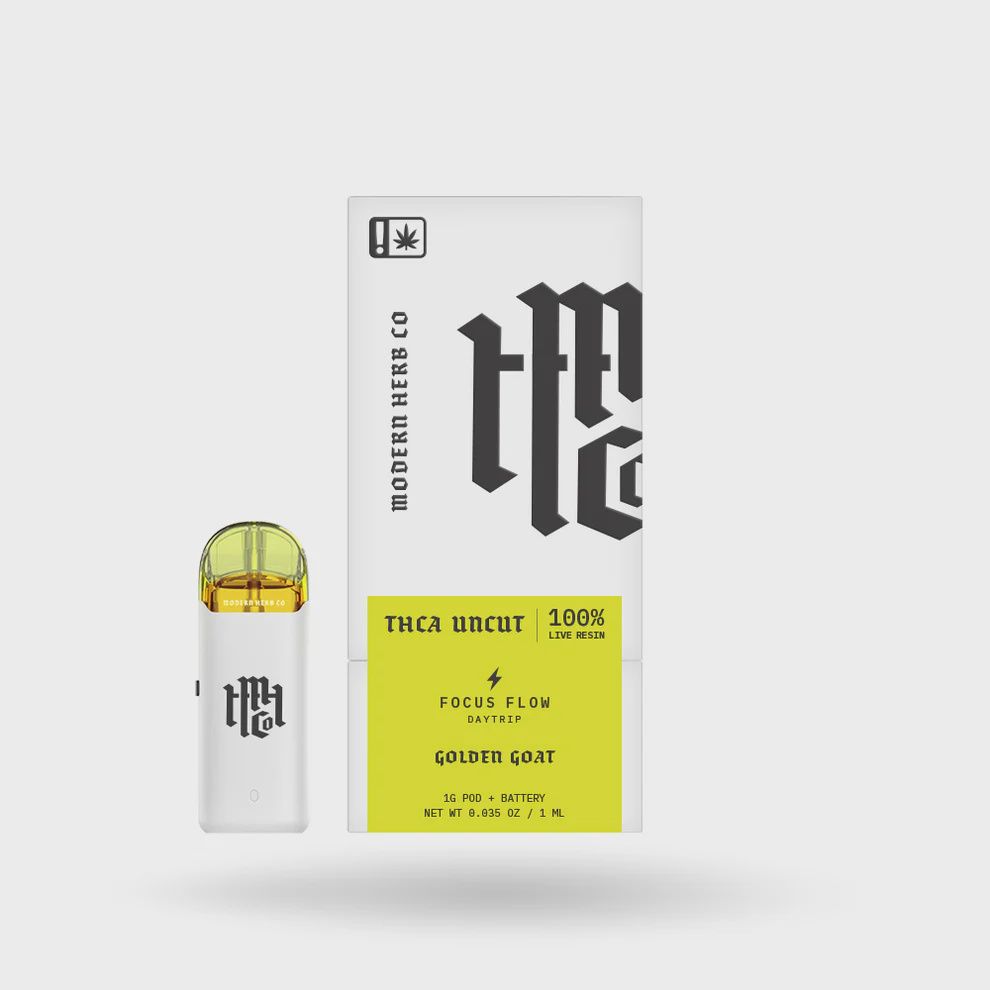 Modern Herb Co - THCa Uncut Live Resin - Pod &amp; Battery, Strain: Golden Goat - Focus Flow
