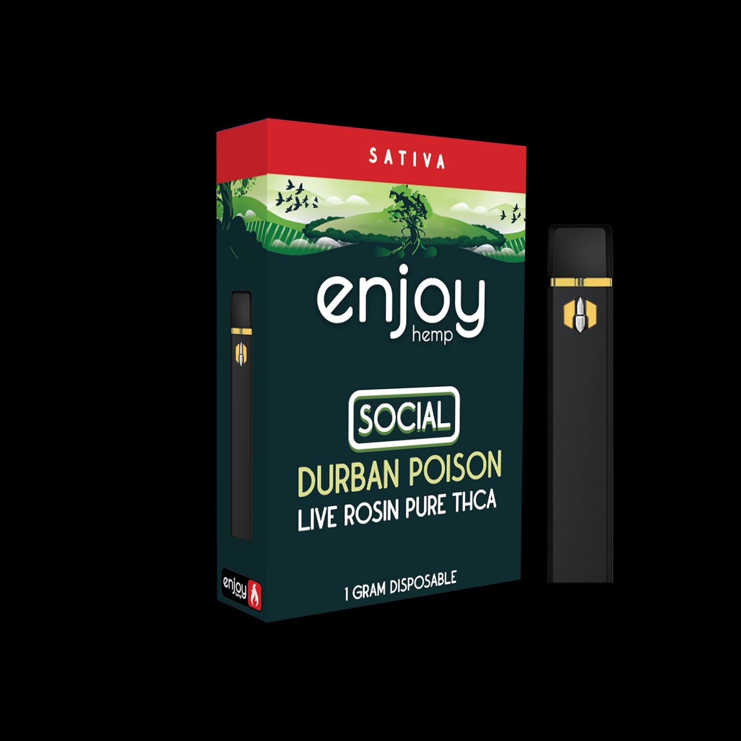 Enjoy Hemp Live Rosin Vape - Sativa Social Blend Durban Poison - 1ml