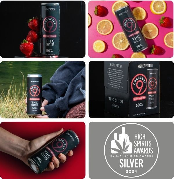 Crescent 9 High-Potency THC Seltzers 50mg, Flavor: Strawberry Lemonade