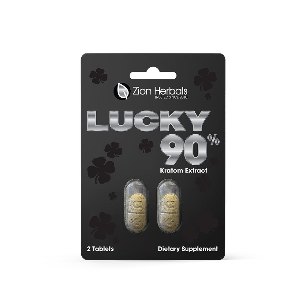 Zion Herbals - Lucky90 Kratom Extract Tablets, 90%MIT, Size: 2ct Pack
