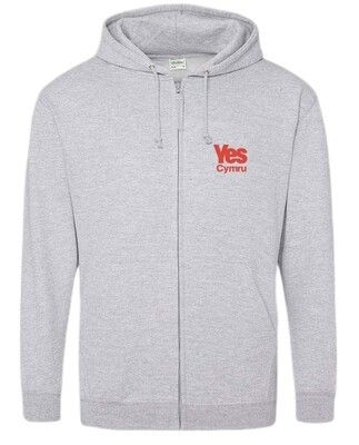 Grey YesCymru Hoodie With Zip