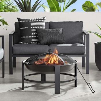 28-Inch Round Wood-Burning Fire Pit with Screen