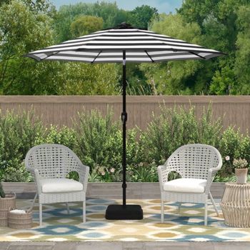Nine-Foot Tilt Patio Umbrella — Black Stripe