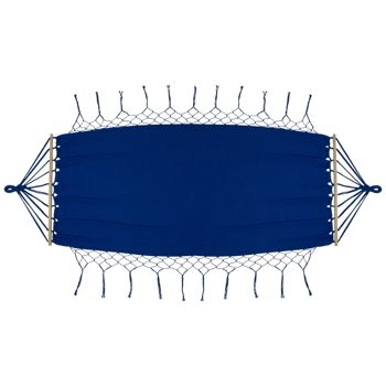 Fringed Hammock with Wooden Bars — Blue