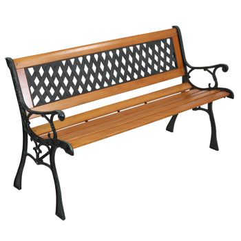 49.5-Inch Hardwood &amp; Iron Garden Bench
