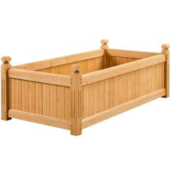 Rectangular Fir Wood Garden Planter, Light Brown