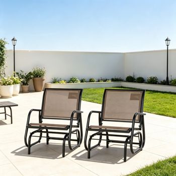 Mesh Patio Glider Chairs, Set of 2 — Brown