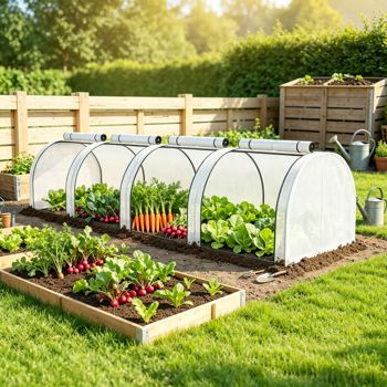 13-Foot Low Tunnel Greenhouse with Four Zippered Doors