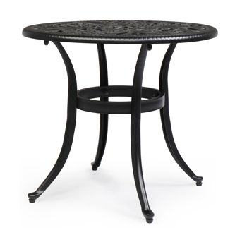 Phoenix-Pattern Cast Aluminum Side Table — Black