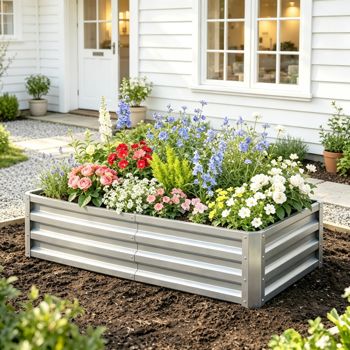 4 x 2-Foot Galvanized Raised Garden Bed, Silver