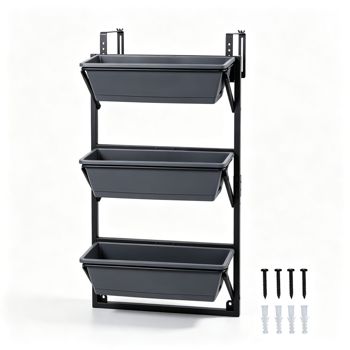 3-Tier Deck Railing Planter with Drainage Trays