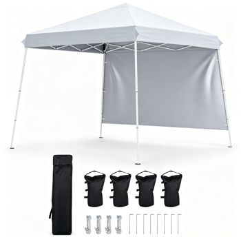 Nine-Foot Pop-Up Canopy with Sidewall — White