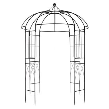 Iron Gazebo-Style Garden Arbor, Black