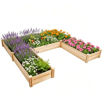 Modular Fir Wood Raised Garden Bed with Five Sections