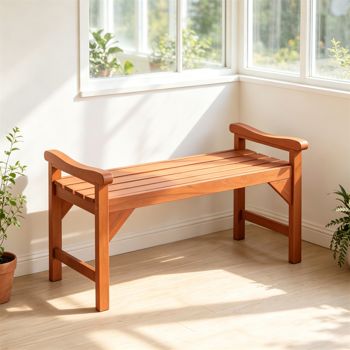 Wooden Garden Bench with Curved Seat — Natural