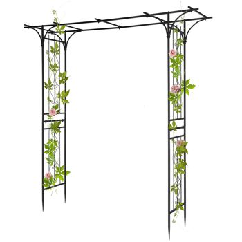 Flat-Top Iron Garden Arbor, Matte Black