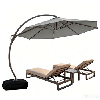 11-Foot Rotating Cantilever Patio Umbrella with Base