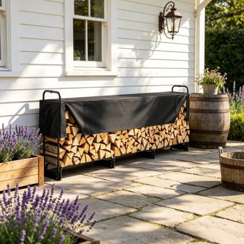 150-Inch Steel Firewood Rack with Cover