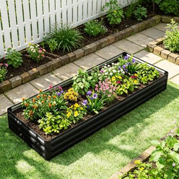 95-Inch Galvanized Raised Garden Bed, Black