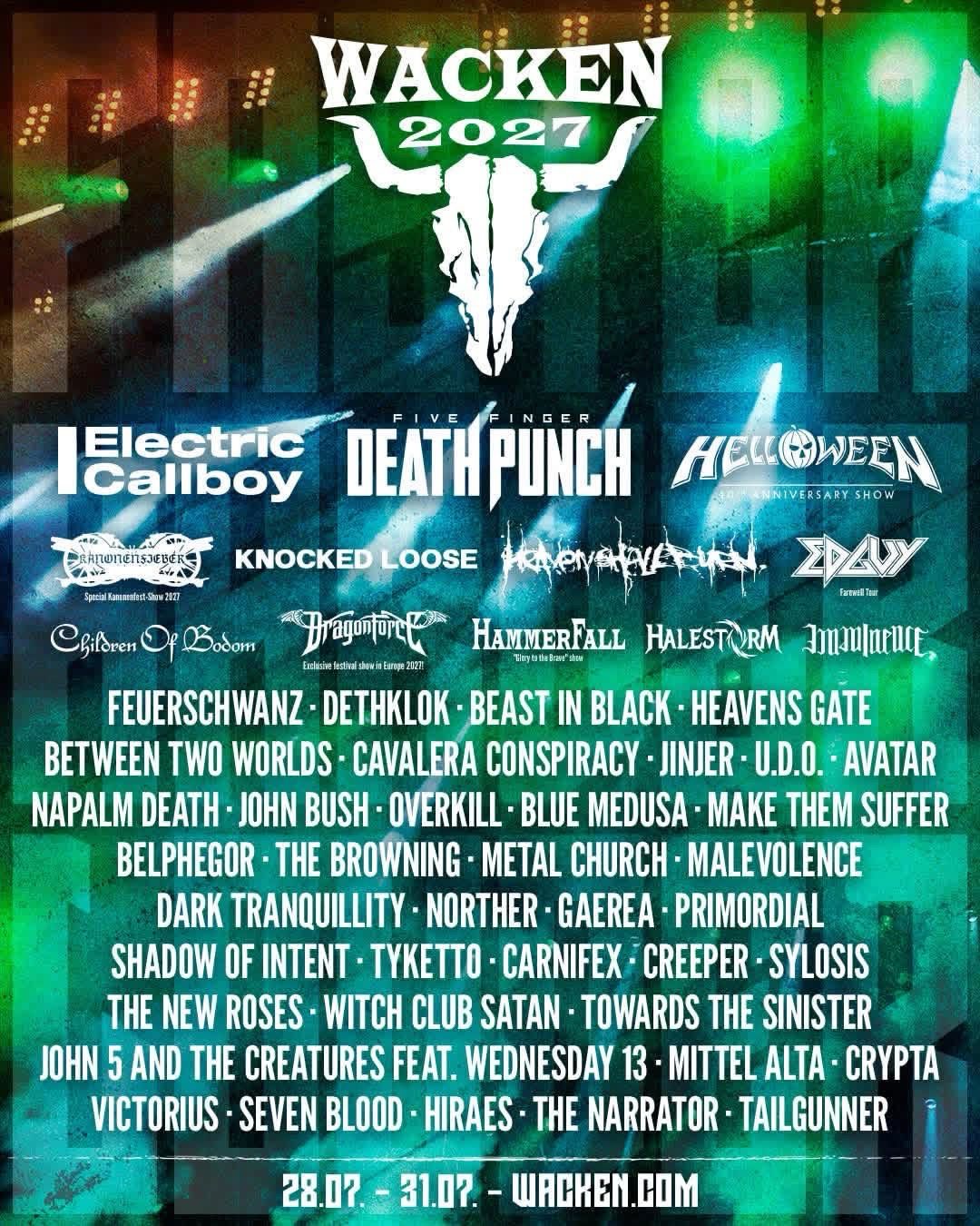 Carfahrt nach Wacken 2027 mit Ticket (351€)inkl. Bier, Mineral und einer kleinen Verpflegung. 25.07.2027-31.07.2027