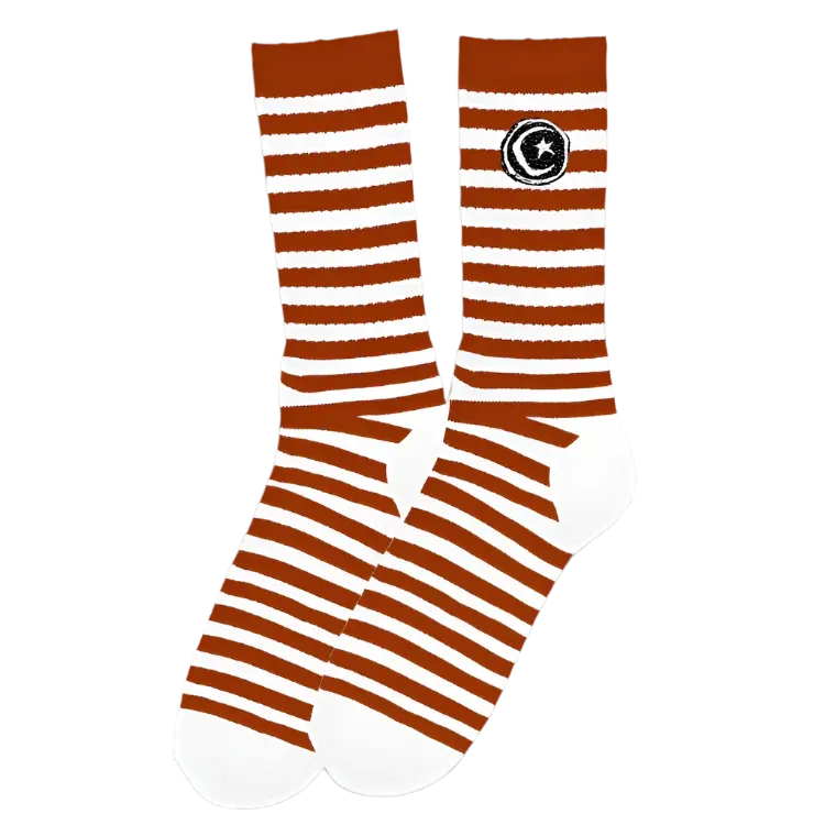 STRIPED STAR &amp; MOON SOCK, Colour: Sienna