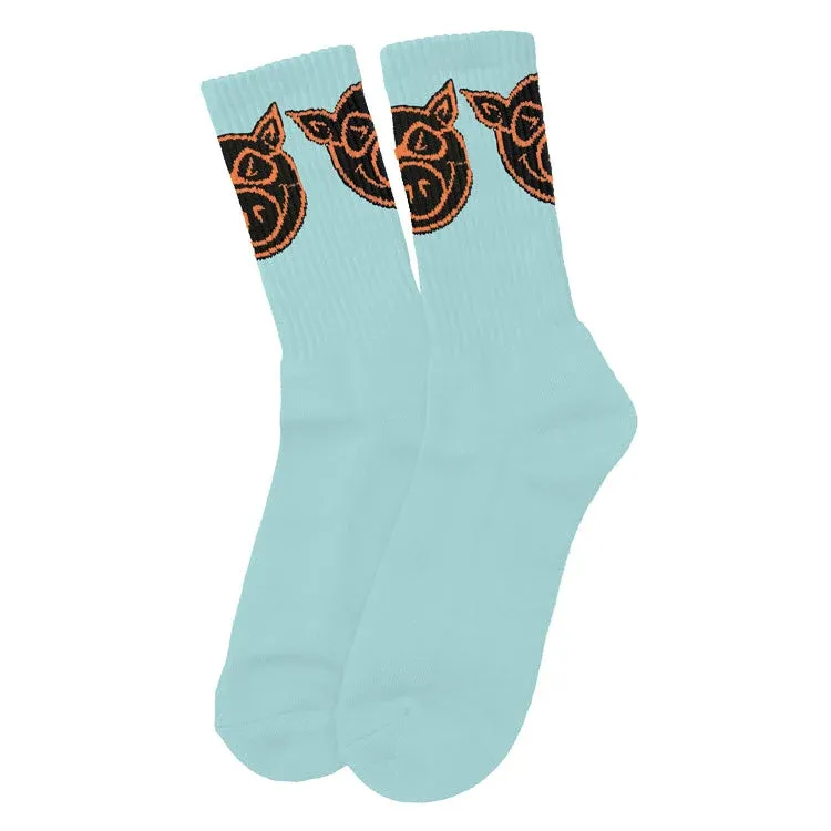 PIG HEAD SOCKS, Colour: Light Blue