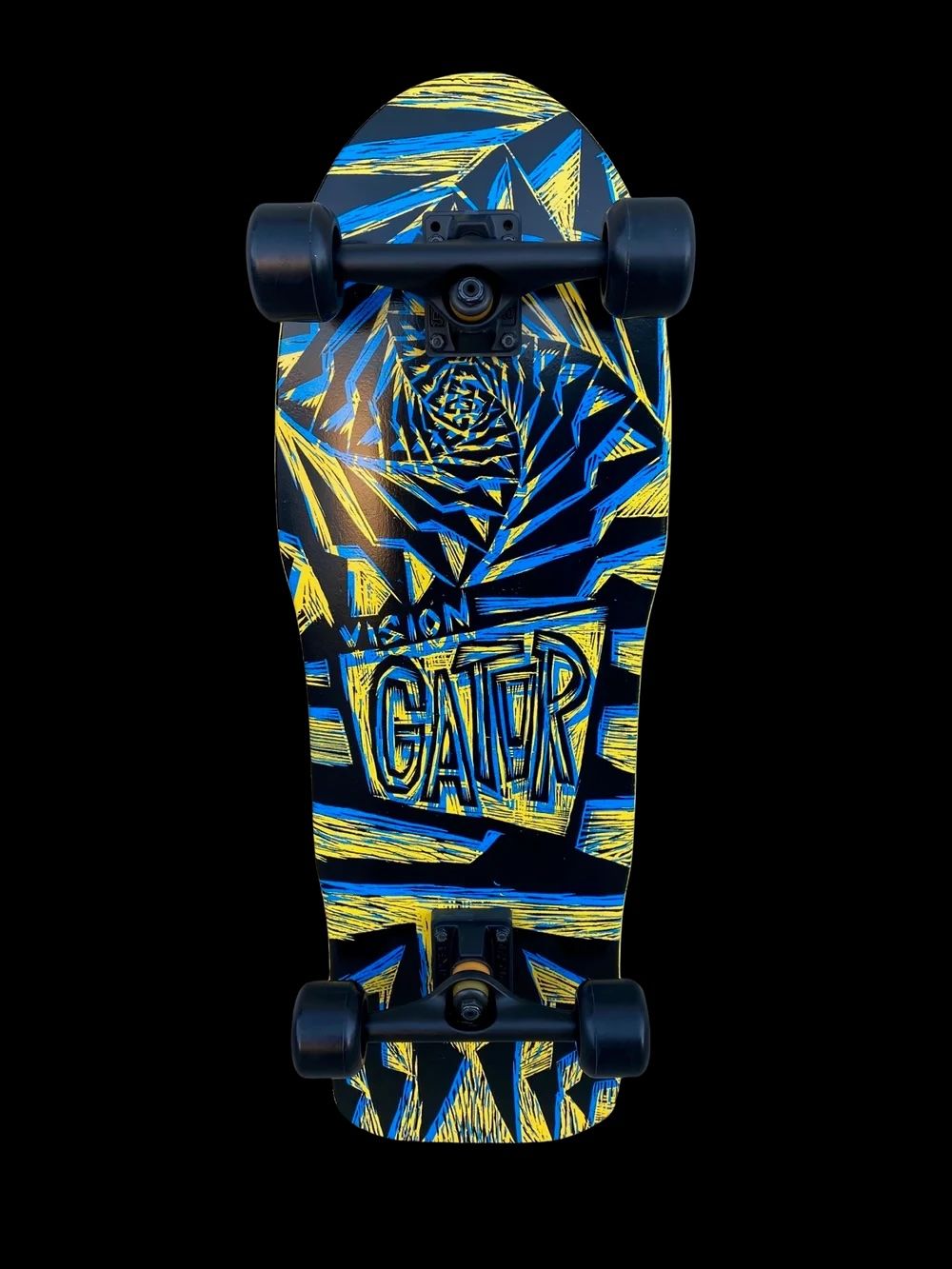 Vision Gator II Complete Skateboard-Woodcut Art by Sean Starwars- 10.25"x29.75" - Yellow/Black