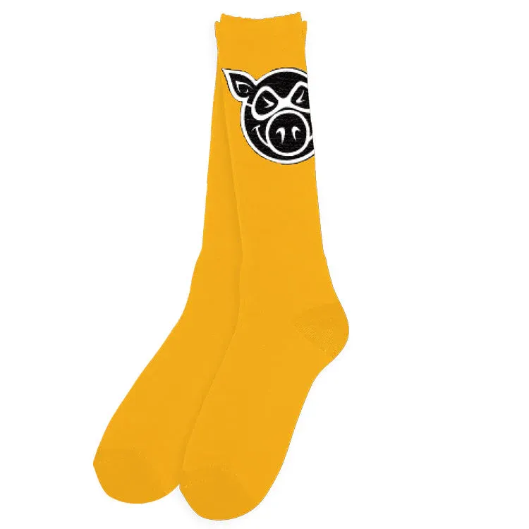 PIG HEAD TALL SOCK, Colour: Gold