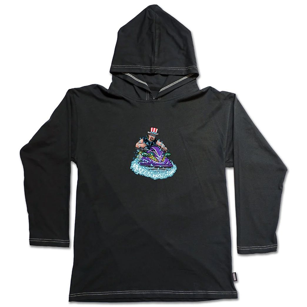 Jet Ski / Black / Long Sleeve Hooded T-Shirt