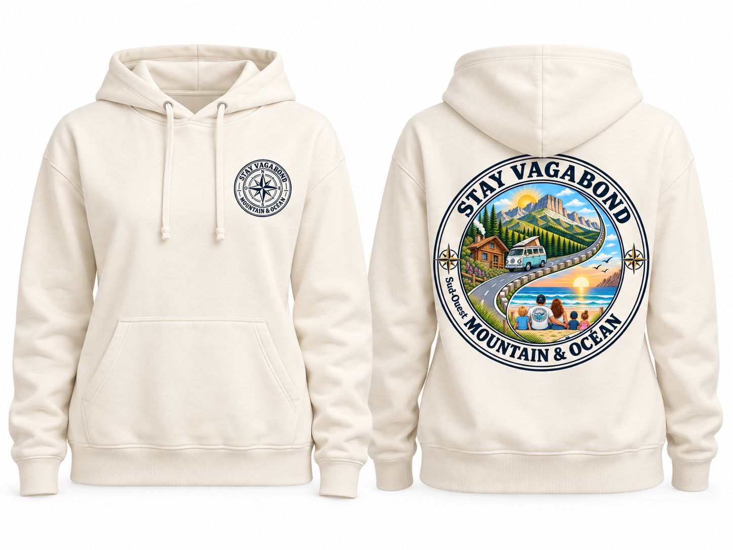 Sweat à Capuche Bio Stay Vagabond – Mountain &amp; Ocean