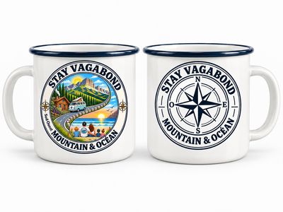 MUG ÉMAILLÉ STAY VAGABOND – MOUNTAIN &amp; OCEAN