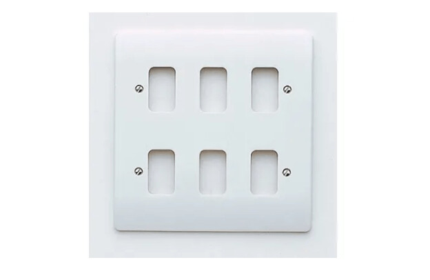 MK K3636WHI 6 gang White Grid Plus Cover Plate