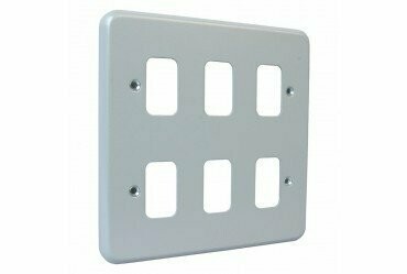 MK Grid K3496ALM 6 Gang Metalclad Front Plate Grey