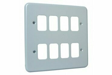 MK Grid K3498ALM 8 Gang Metalclad Front Plate Grey