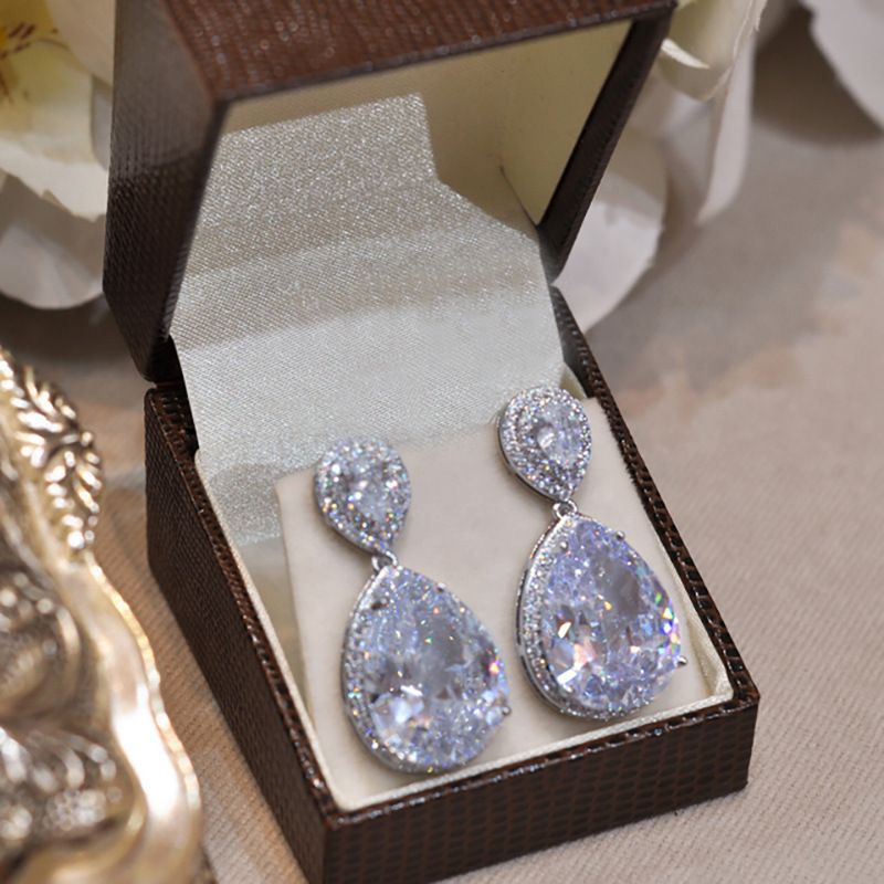 Elegant Classic Teardrop Drop Earrings for Women Copper Statement Dangle Daily Party Fashion Jewelry