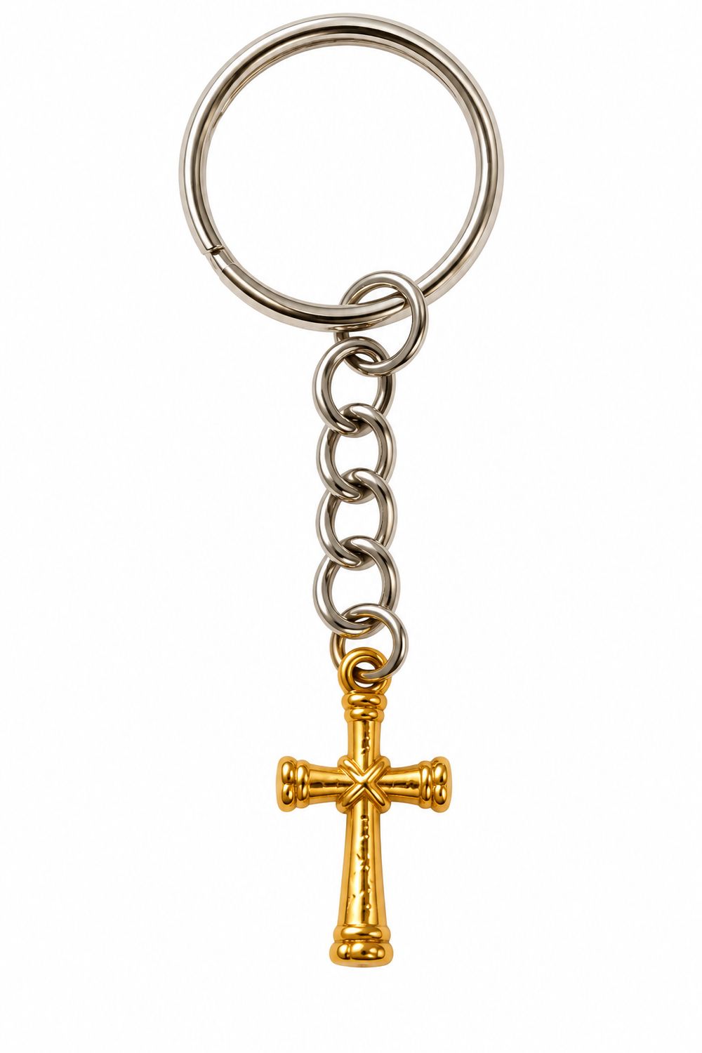 Gold Cross Charm Keychain