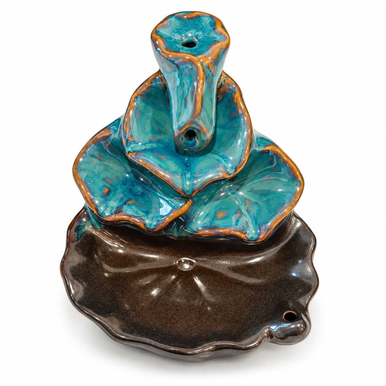 Turquoise Lotus Ceramic Backflow Incense Burner