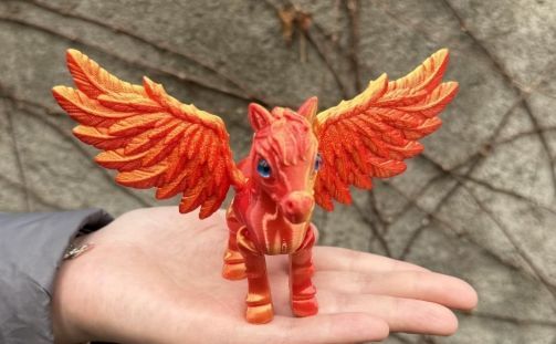 3D Printed Flying Horse – Laser Red