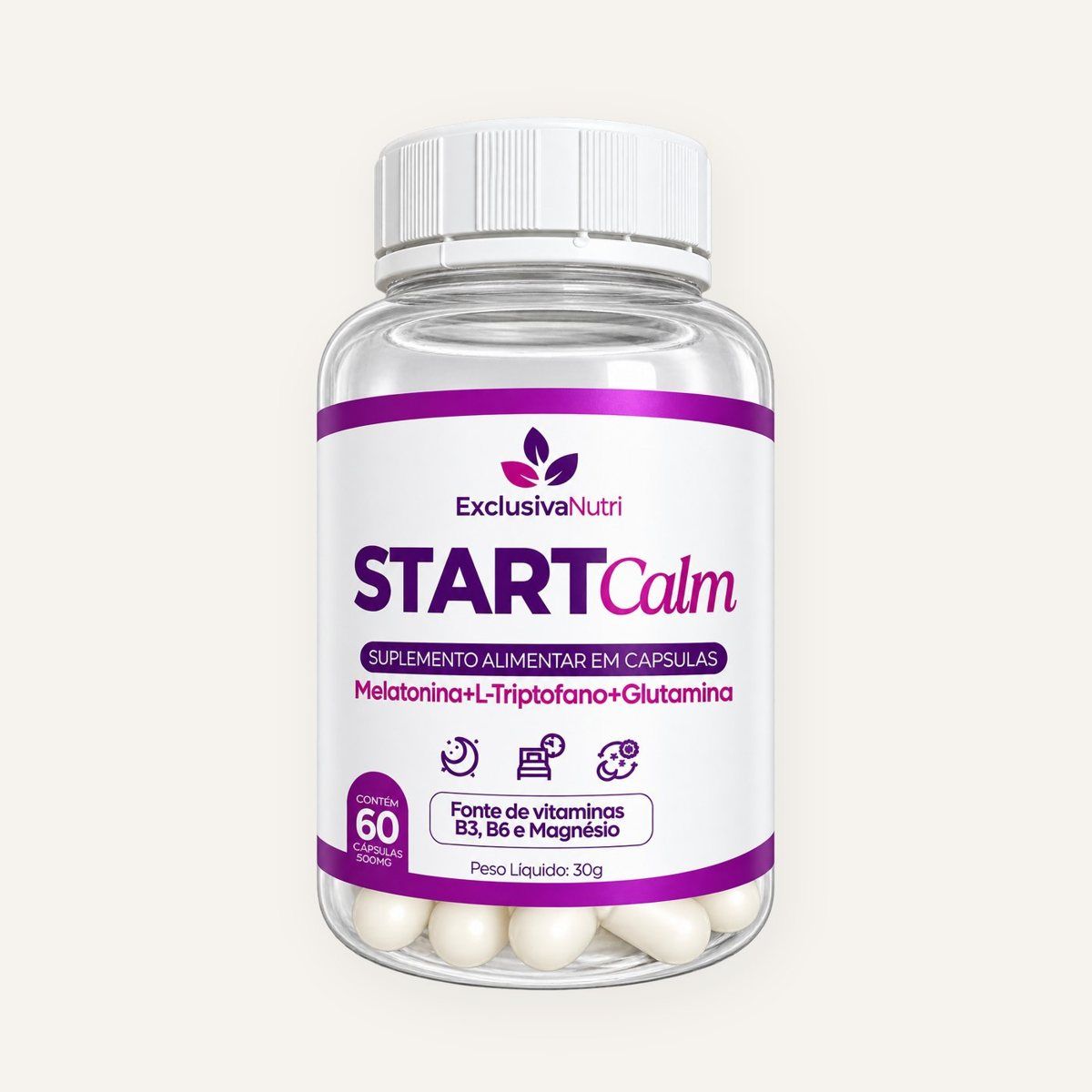 Start Calm Capsules · Melatonin, L-Tryptophan &amp; Magnesium · 60 Capsules