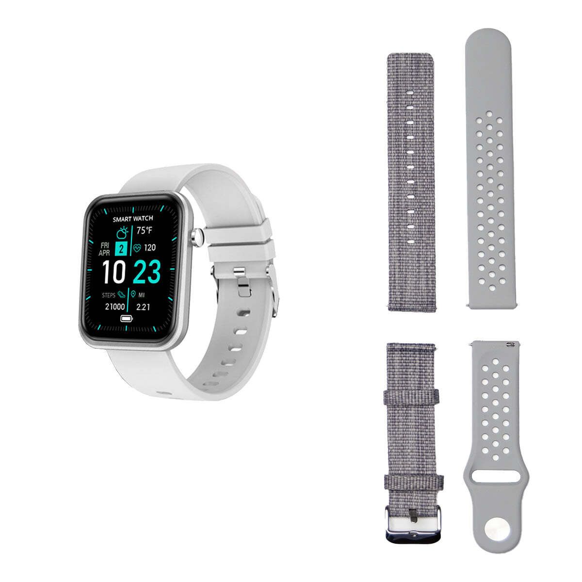 Color: GRAY - Advanced Smartwatch With Three Bands And Wellness + Activity Tracker