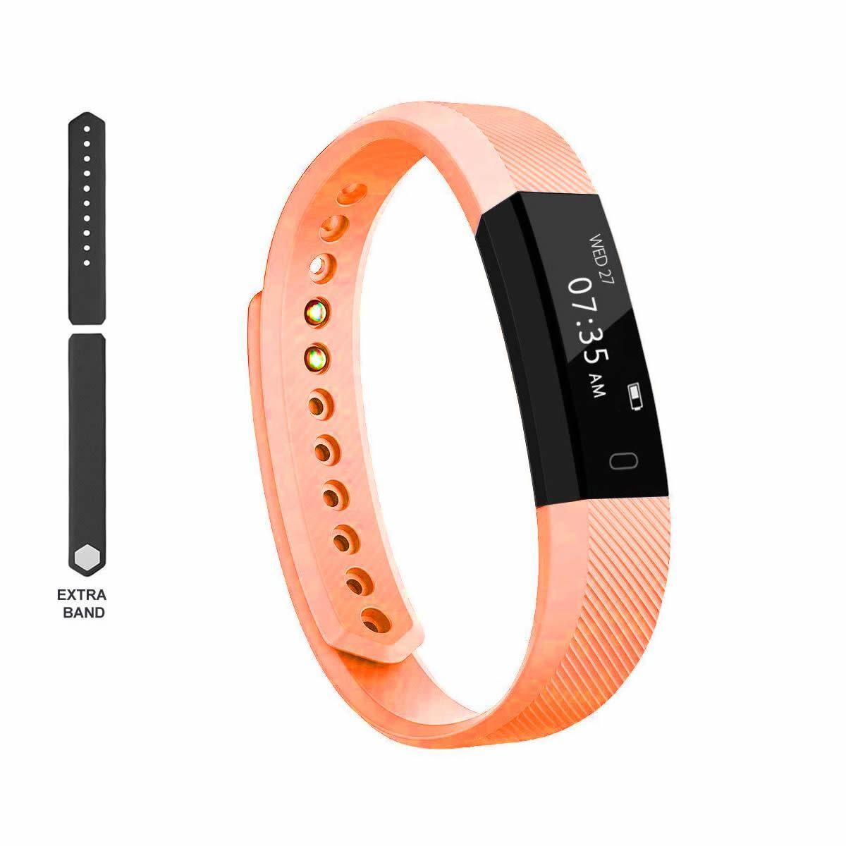 Color: ORANGE - SmartFit Slim Activity Tracker And Monitor Smart Watch With FREE Extra Band