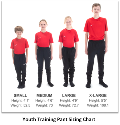 Helpful Sizing Information: Pants (YOUTH, MENS AND WOMENS)