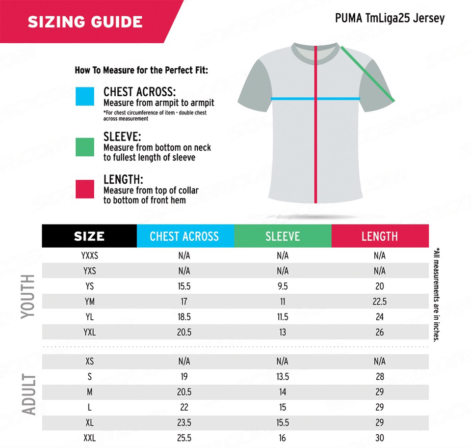 Helpful Sizing Information Game Jerseys (YOUTH, MENS AND WOMENS
