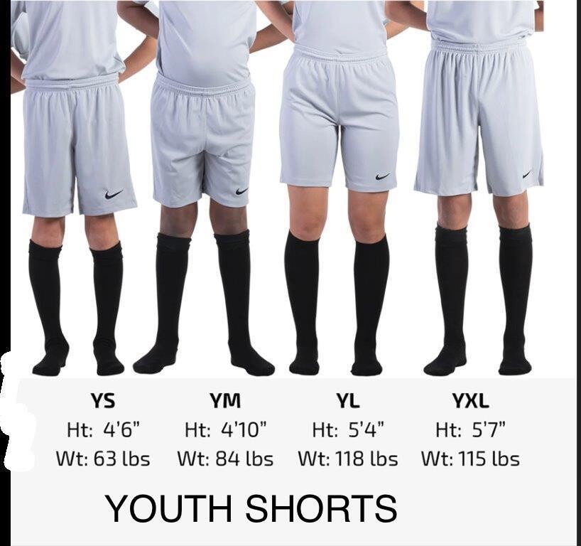 Travel Soccer Uniform Size Chart
