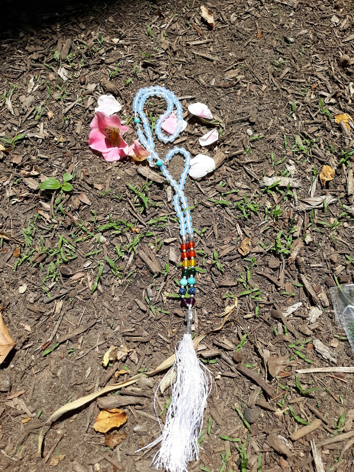 Clear Quartz 108 Mala Bead Necklace- small beads