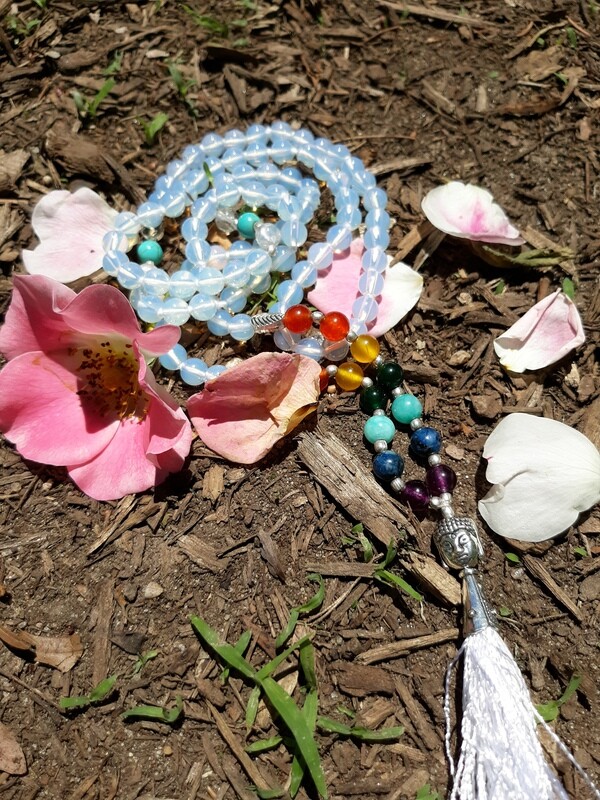 Clear Quartz 108 Mala Bead Necklace- small beads