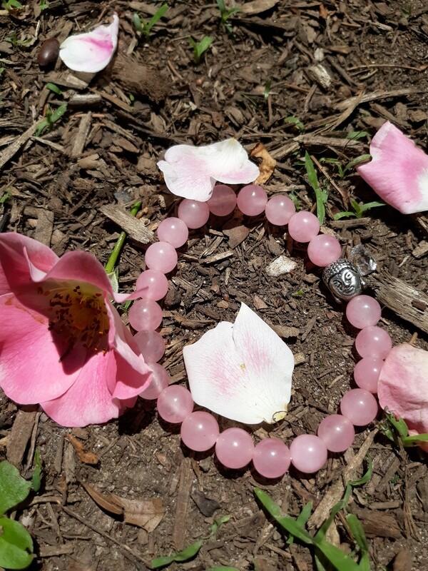 Rose Quartz Mala Bracelet with Buddha Charm Rose Quartz Mala Bracelet with Buddha Charm