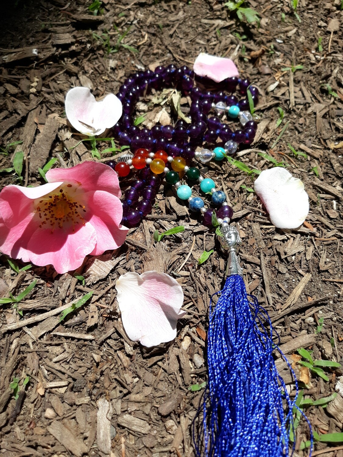 Amethyst 7 Chakra - 108 bead Mala Necklace